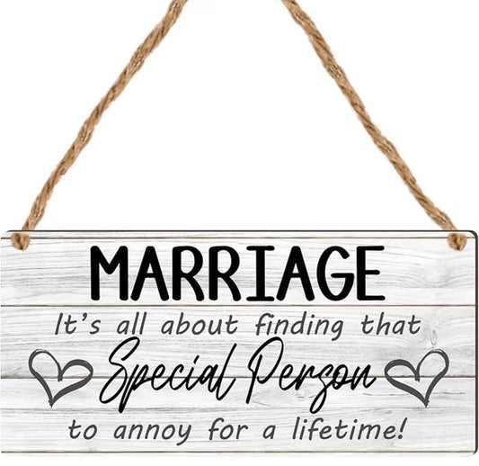 Marriage Special Person Lifetime Wooden Plaque – Funny Mr. & Mrs Wedding Gift, Novelty Sign for Home Decor, Anniversary Present, Humorous Keepsake for Couples,