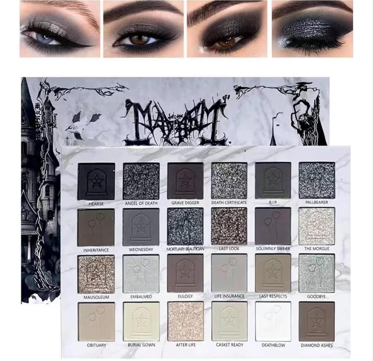 24Colors Black Grey Smokey Eyeshadow Palette, Matte Smoky Eye Shadow Palette