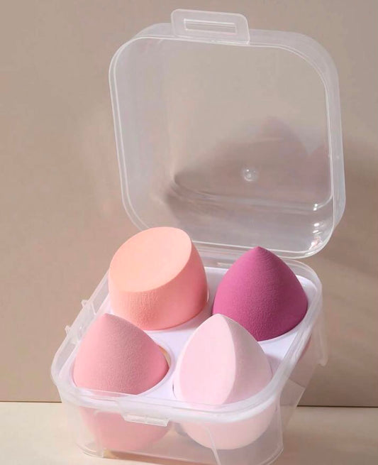 4pcs Makeup Sponge Set With Storage Box, Wet & Dry Dual-Use Makeup Sponges For Foundation, Concealer, Powder, Practical Vanity