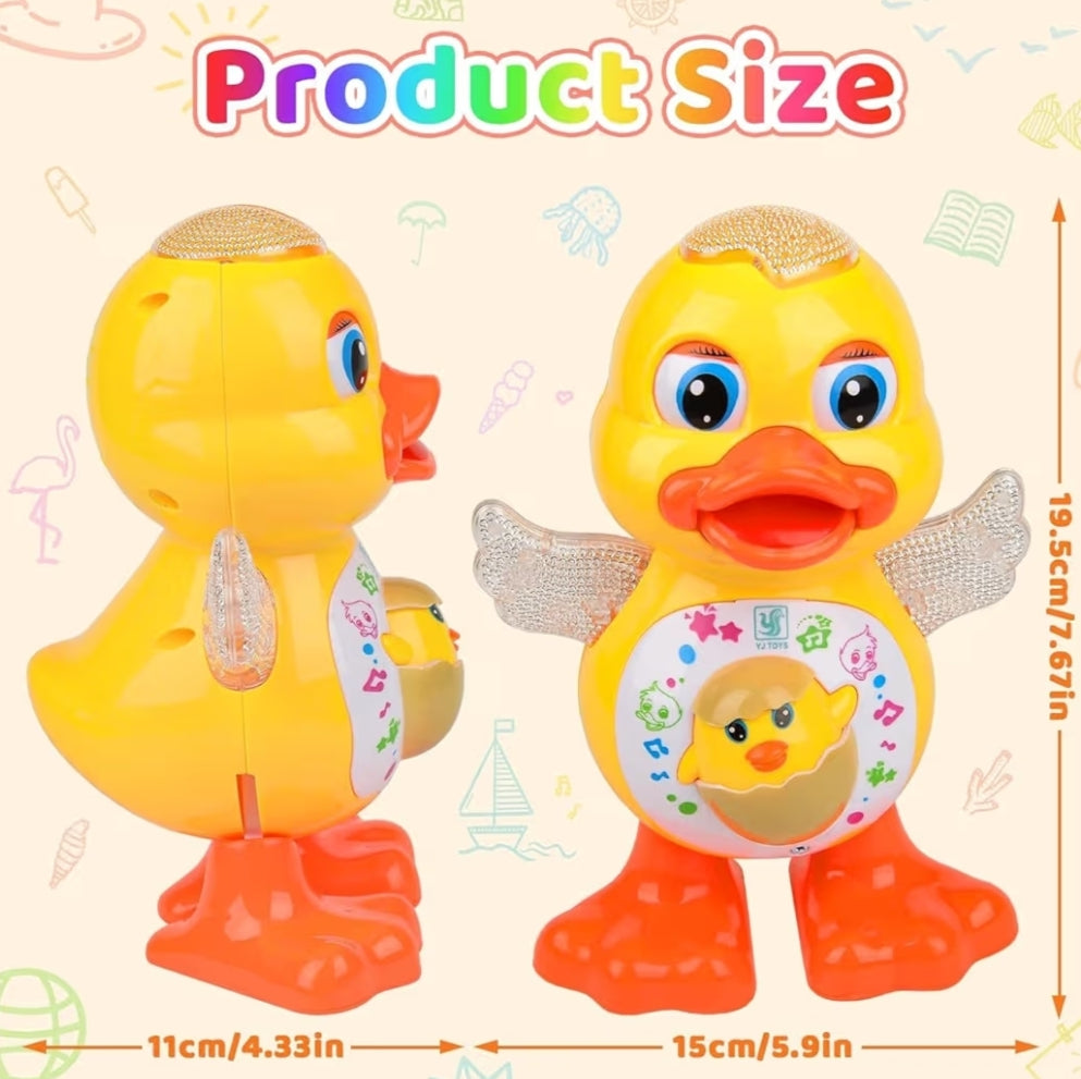 Dancing Duck Toy, Duck Toy with Music & Lights, Interactive Musical Baby Toys, Electric Light Up Crawling Ducks