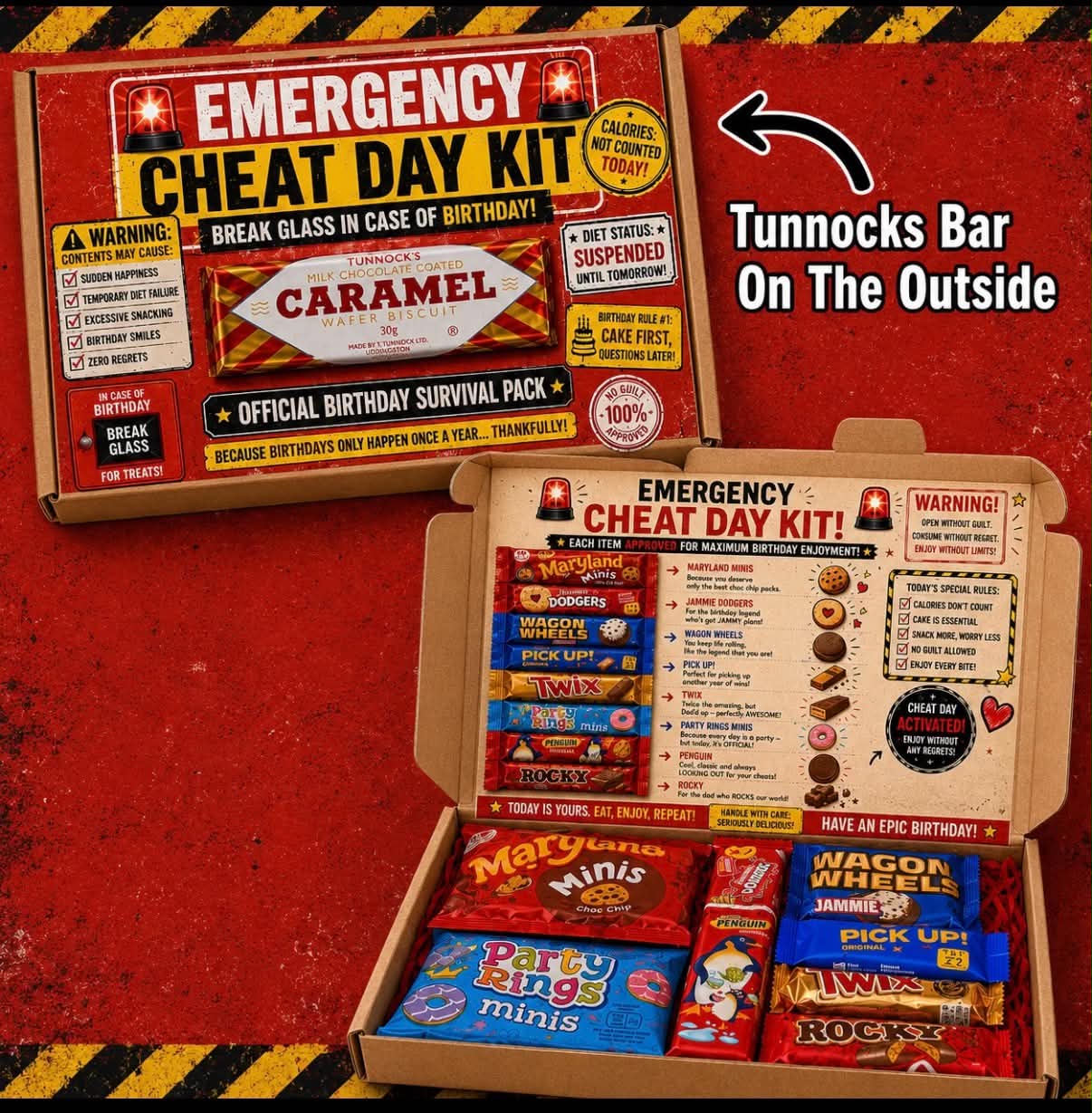 Emergency Cheat Day Kit Birthday Biscuit Gift Box Funny Treat Hamper Gift