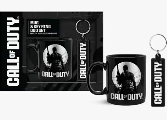 Call of Duty Official Mug & Key Ring Duo Gift Set – Black Ceramic Cup & Silicone Keyring