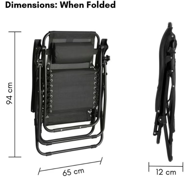 1 pc Folding Zero Gravity Chair Recliner with Side Tray & Removable Pillow Portable Outdoor Sun Lounger