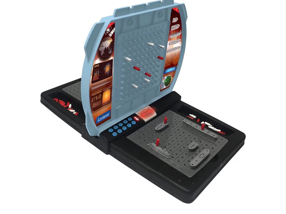 Talking Sea Battle, 
French, English, Spanish, Portuguese, 1-2 players, Interactive, Light and sound effects