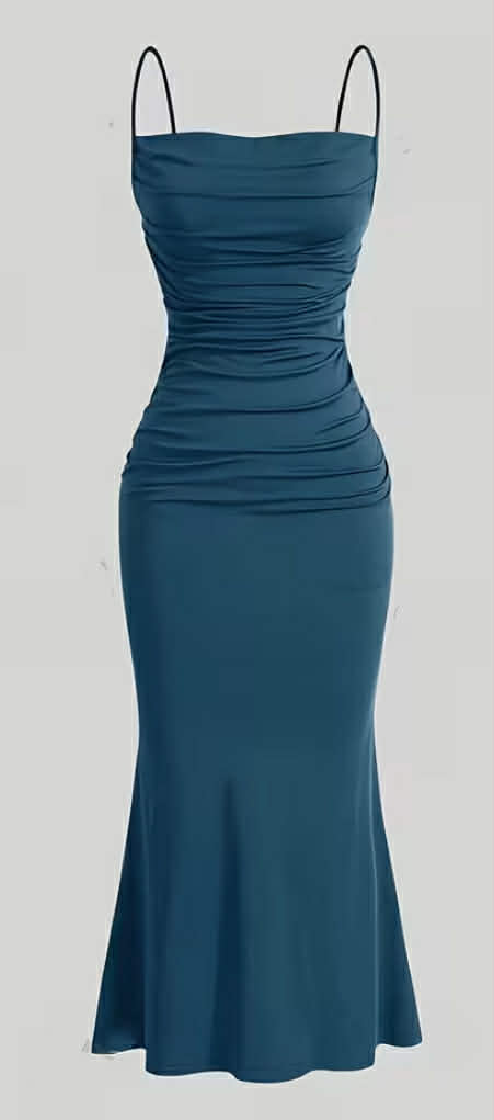 Elegant Solid Color Women's Pleated Hem Camisole Dress