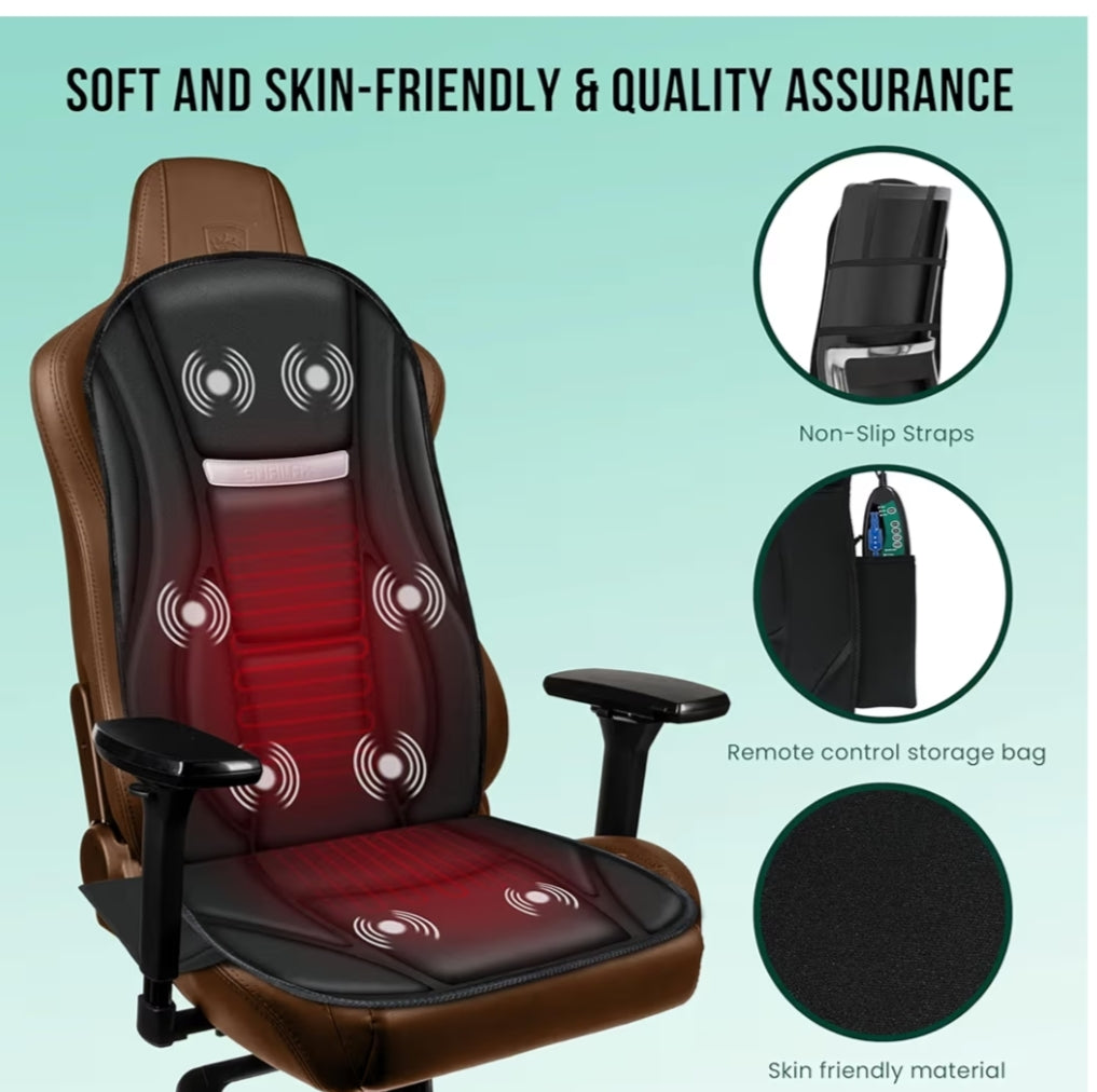 Back Massager with Heat, Massage Chair Pad with 8 Vibration Nodes, Deep Tissue Massage Seat for Back, Gifts for Men Women, Home Office Use