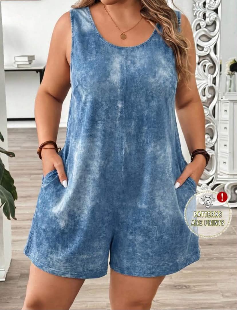 Print Casual Minimalist Plus Size Jumpsuit,