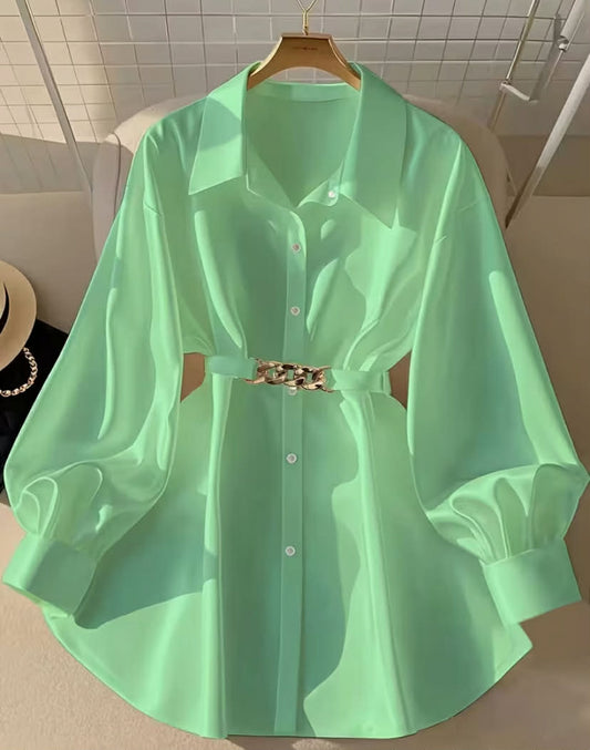 Plus-Size Women'S Solid Color Long Sleeve Top, Casual And Elegant, Suitable for Spring, Summer, Autumn, And Winter Wear