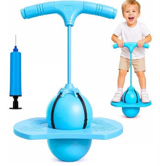 Pogo Stick with Handle for Kids Teens Adults Balance Jumping Ball Pogo Jumper Indoor Outdoor Safe Fitness Toy Bouncing Ball with Pump Anti Slip Foot Pads