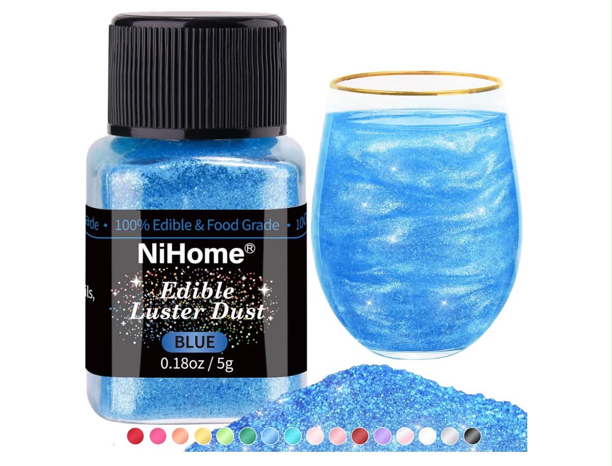Edible Luster Dust Glitter Powder Metallic Fancy Food Decorating Sprinkle Glimmery Brew Dust for Drink Wine Beverage Cake Dessert Home Bakery Restaurant Vegan Allergen-Free (Pink, 5g/0.18oz)