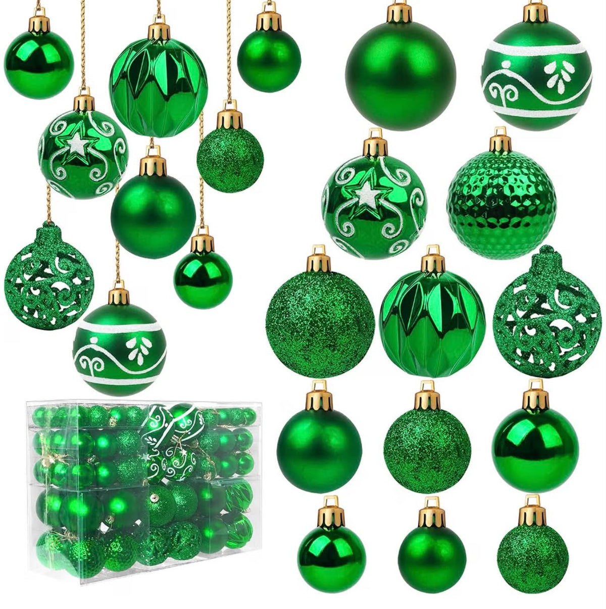 100Pcs Christmas Ball Ornaments for Christmas Tree Decoration Baubles Shatterproof Balls Hanging Ornaments for Xmas Holiday Party Home Decorations