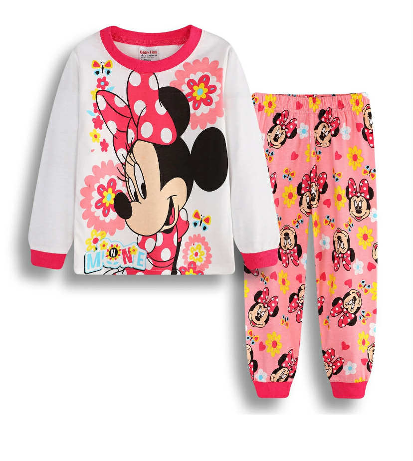 Kids Boy Girls Micky Minie Mouse Pyjamas Sleepwear Long Sleeve Nightwear Pjs Set