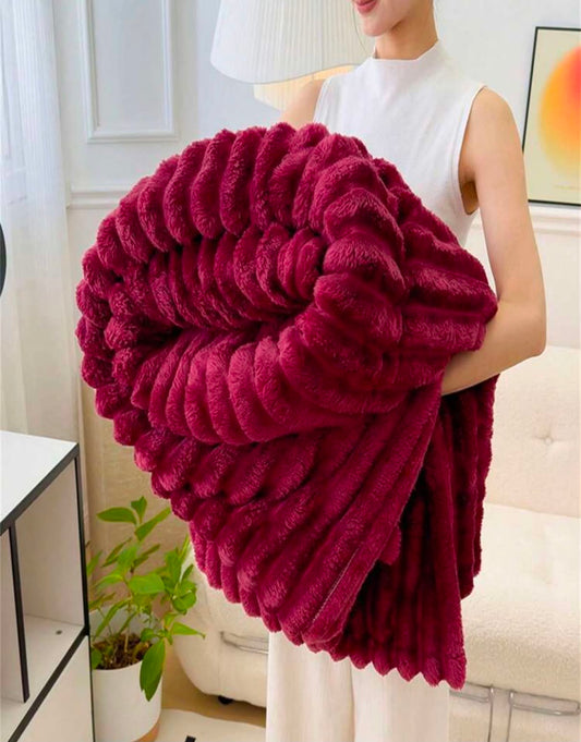 1pc Ultra Soft Large Striped Flannel Blanket,