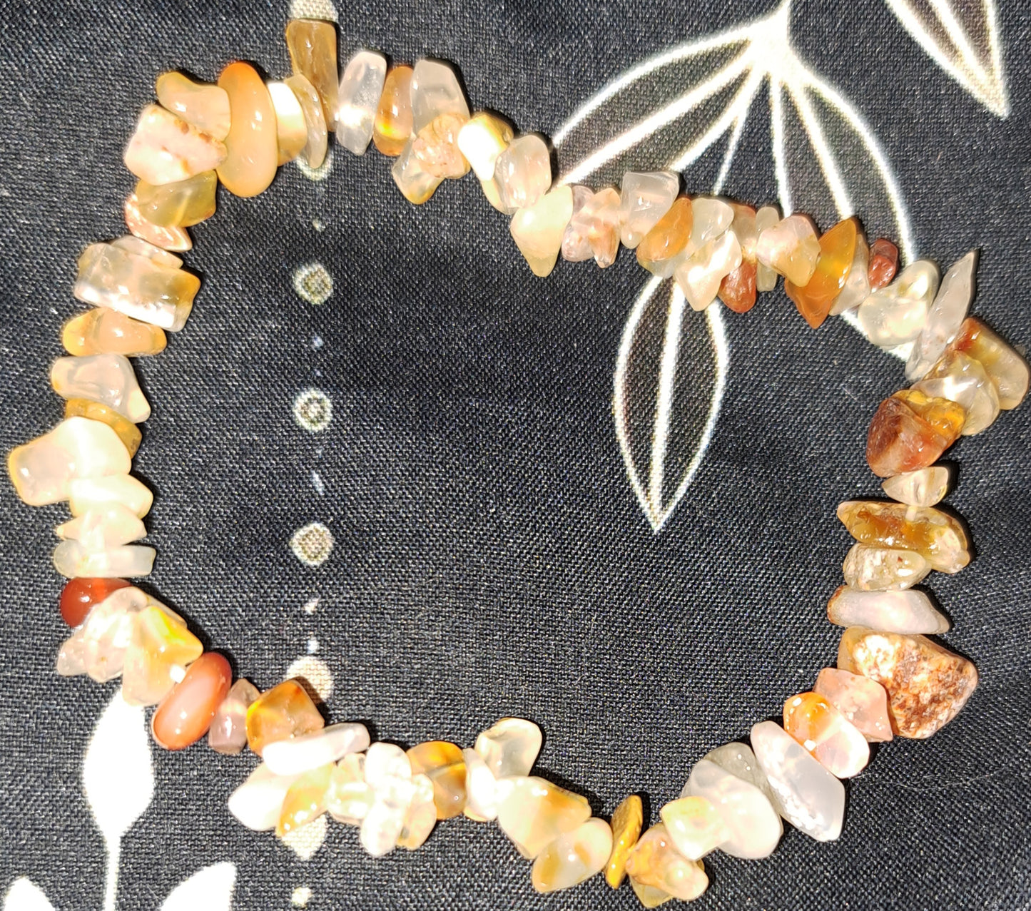 Real carnelian crystal chip bracelet