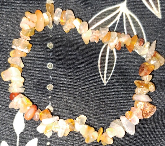 Real carnelian crystal chip bracelet