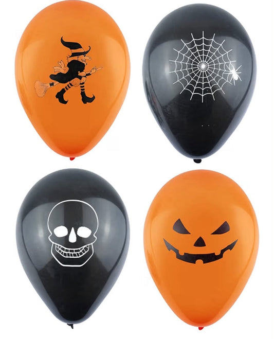 12 Halloween Balloons 12pk Black and Orange Balloons Halloween Decoration