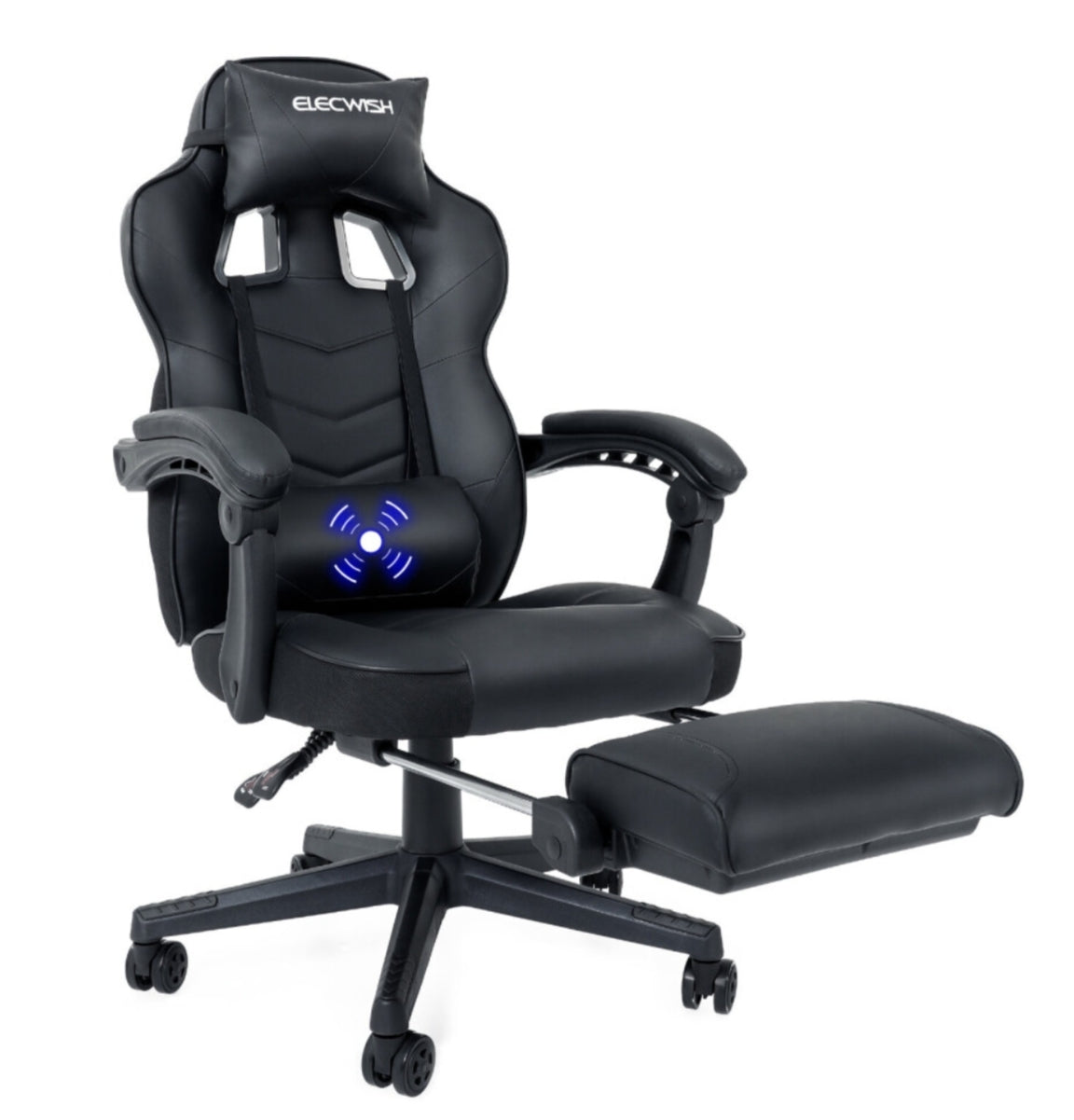 Massage Gaming Chair Swivel Computer Desk Seat Office Recliner Black