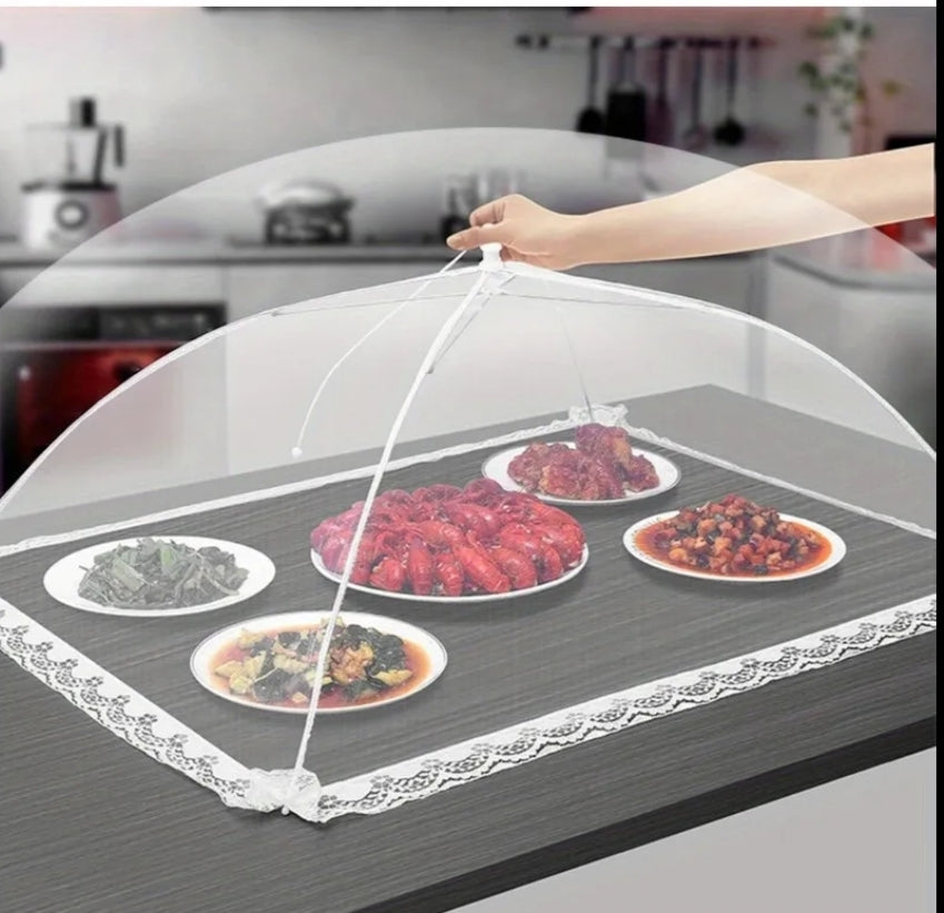 Large Thick Mesh Food Cover with Lace Edging, Dustproof & Reusable Dining Table Food Protector, Perfect for Outdoor BBQ, Picnics, Family Gatherings & Kitchen Daily Use