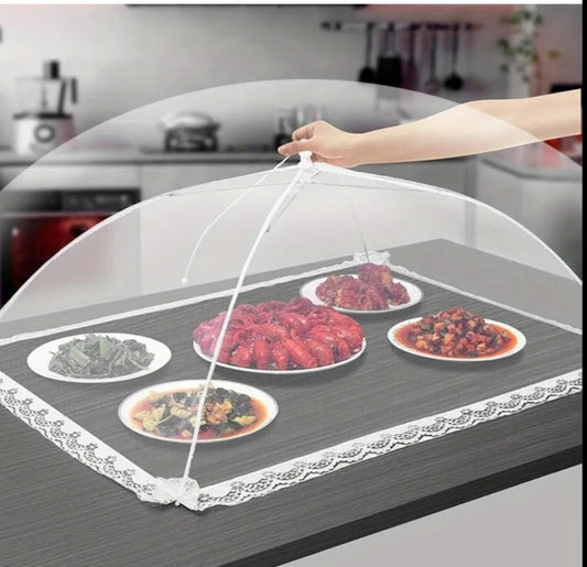 Large Thick Mesh Food Cover with Lace Edging, Dustproof & Reusable Dining Table Food Protector, Perfect for Outdoor BBQ, Picnics, Family Gatherings & Kitchen Daily Use