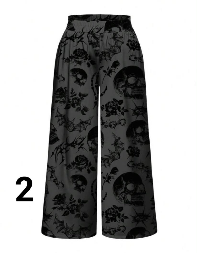 Gothic Dark Snake Print  Pitiful All-Over Print Loose Wide Leg Plus Size Pants