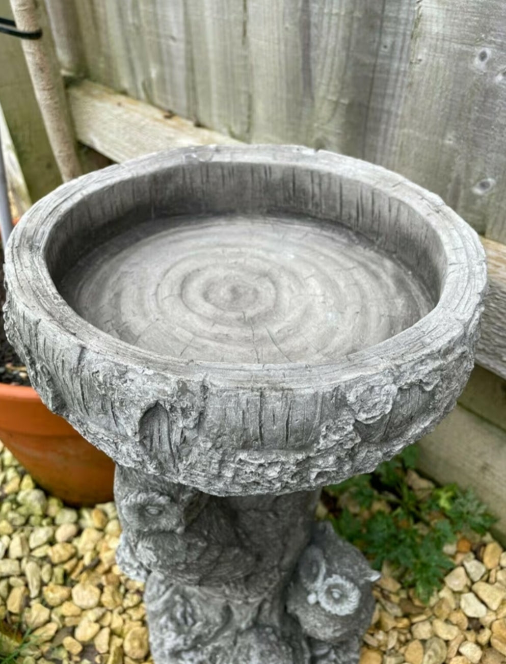 Barn Owl Bird Bath Stone Statue