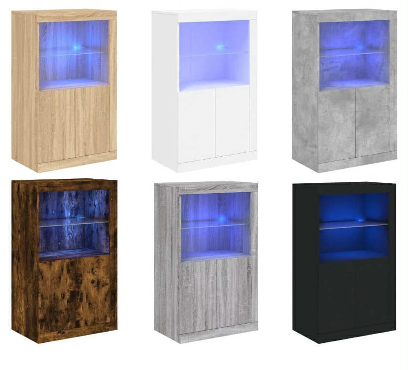 Side Cabinet with LED Lights Storage Sideboard Cupboard Engineered Wood vidaXL