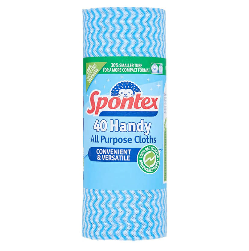 Spontex 40 Handy All Purpose Cleaning Cloths on a Roll