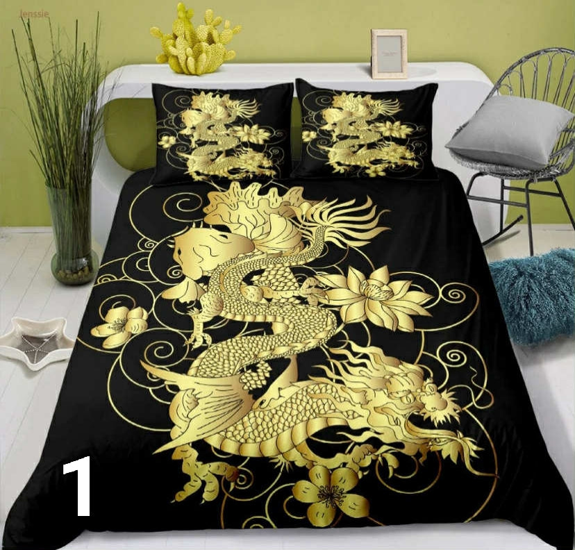 3D Bedding Set Chinese Dragon Print Duvet Cover Set Bedclothes King