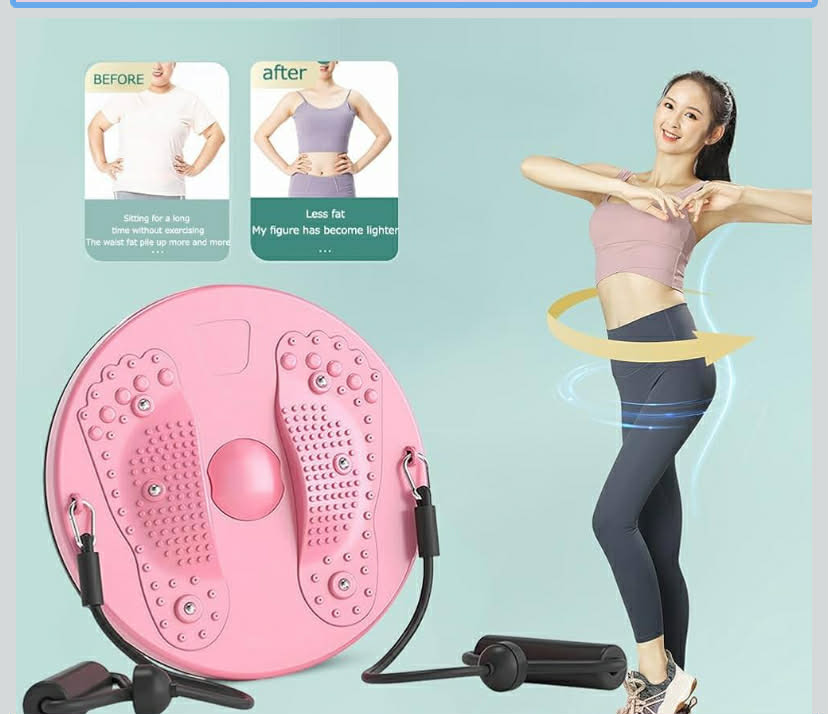 Body Shaping Waist Twisting Disc - Fitness Turntable for Home Workout, Waist Wriggling Plate with Resistance Bands and Foot Massage