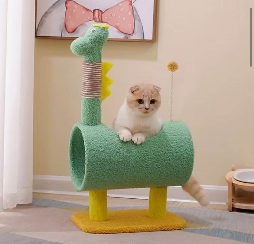 Cat Scratch Post with A Spring Ball Dinosaur-shaped Cat