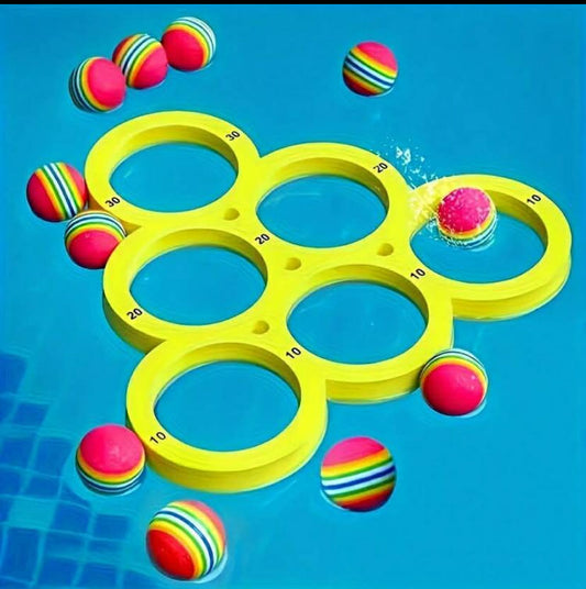 1 Set + 10 Pcs Floating Pool Toss Game Set, Family Party Water Sports Floating Pool Toy, Toss Game Water Mat