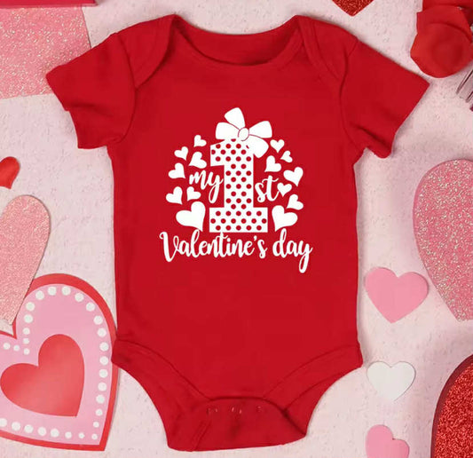 My First Valentine's Day Printed Baby Romper