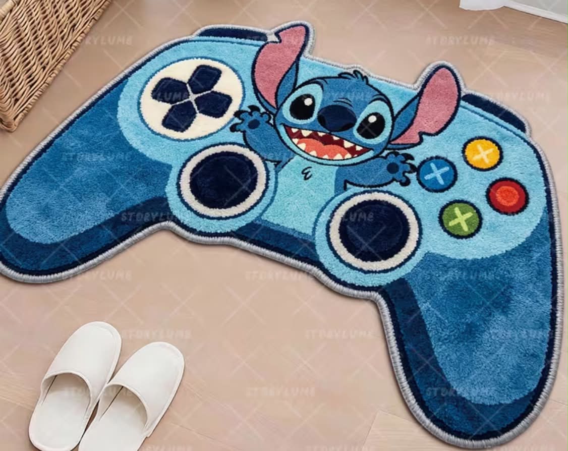 Stitch Appears on Game Controller Shaped Irregular Plush Floor Mat,
