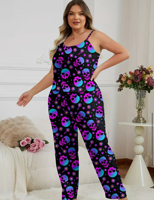 Women's Sexy Black Plus Size Pajama Set Loose Casual Comfortable Soft Pants
