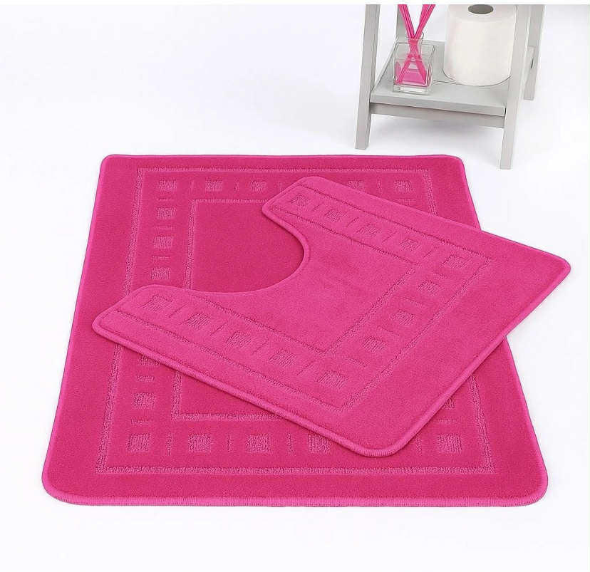2PCs Bath Mat Pedal Set Non Slip Toilet bathroom Rugs 2 Piece set