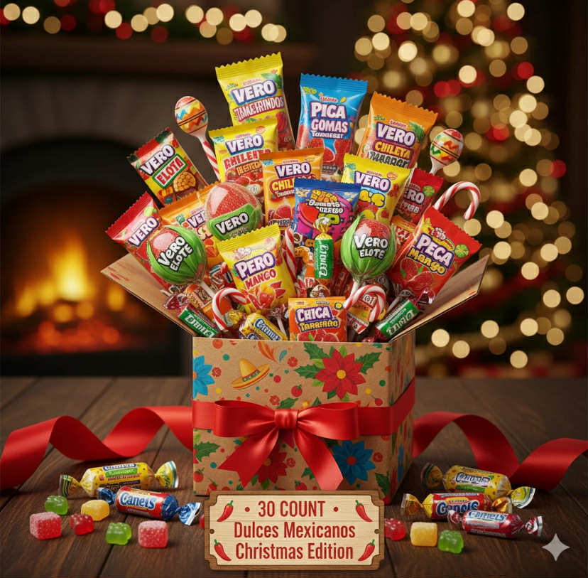 30 PC Mexican Candy Gift Box Spicy Tamarind Mix Dulces Mexicanos