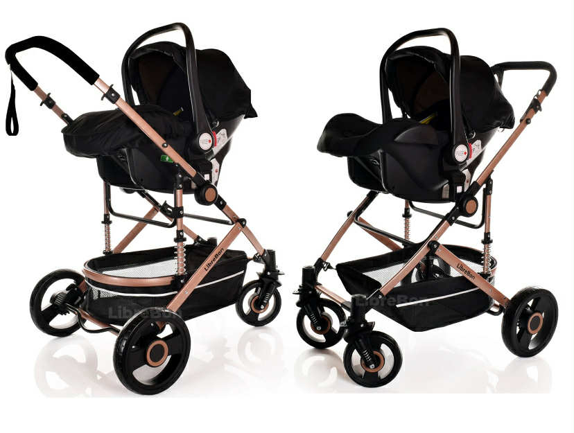 LIBREBON Baby Pram Buggy Car Seat 3 in 1 Travel System Pushchair Up To 22Kg