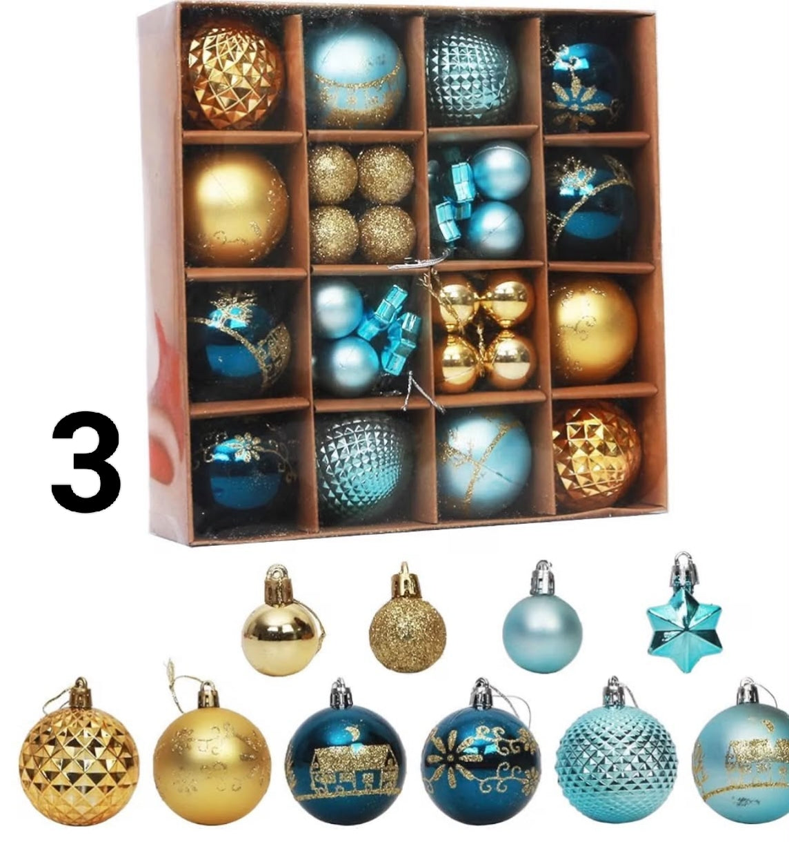 Christmas Balls Decoration, 3-6cm Multiple Styles