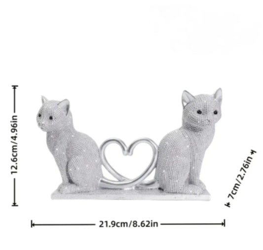 Romantic Love Couple Cat Fashion Resin Statue