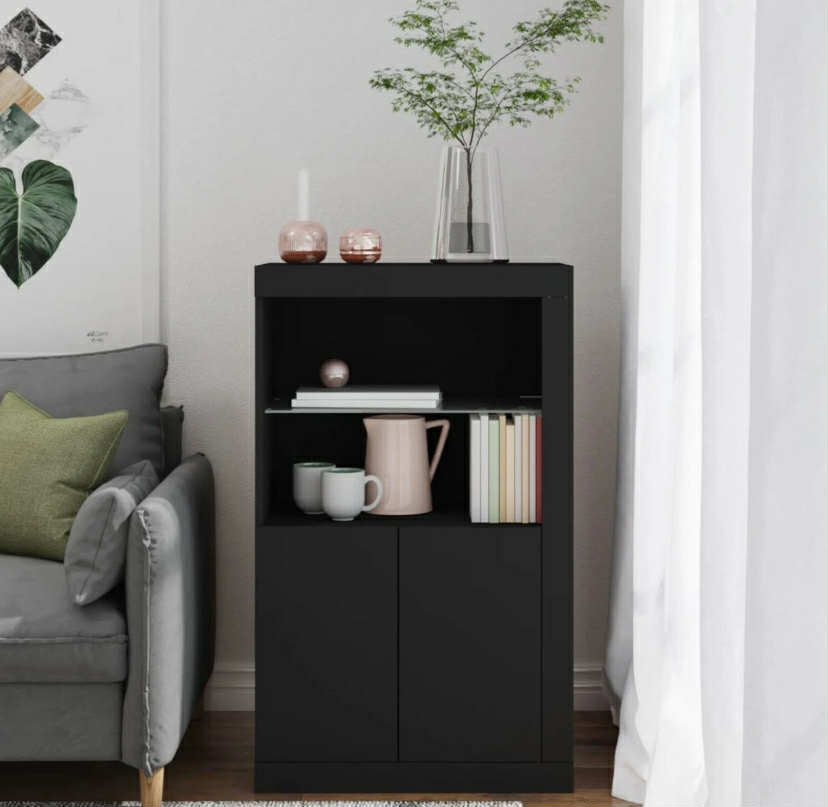 Side Cabinet with LED Lights Storage Sideboard Cupboard Engineered Wood vidaXL