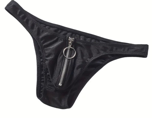 1 pc Men's Low-Rise Breathable Bikini Briefs with Metal Zipper Sexy Men's Underwear