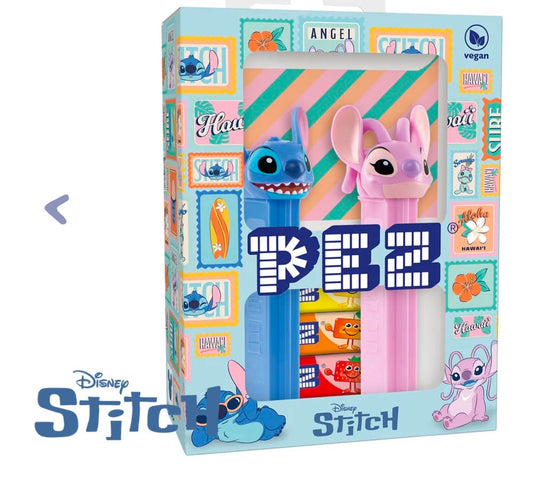PEZ GIFT SET STITCH

Content: 1x Stitch dispenser, 1x Angel dispenser, 4x candies (cherry, lemon, orange & strawberry)