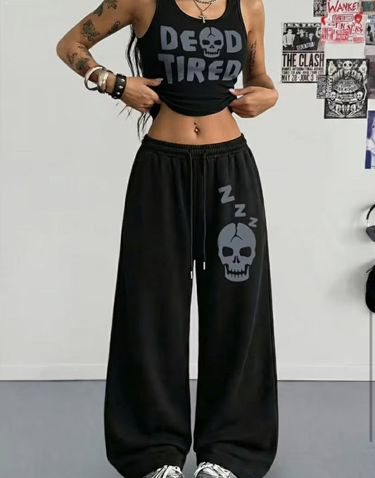 Skull Print, Vest And Straight-Leg Trousers.