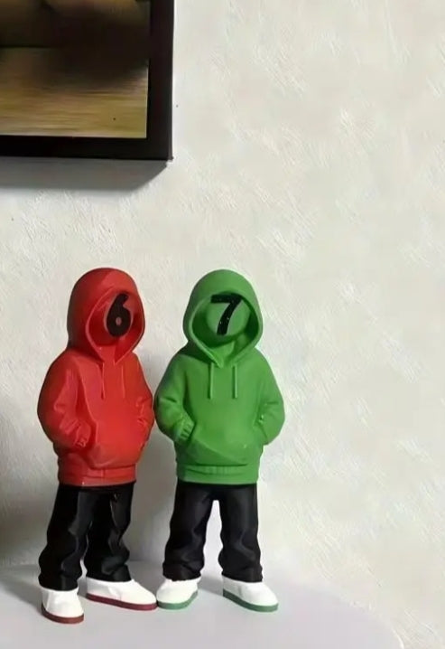 2 Pack 3D Printed Number 6 And 7 Figurine Ornaments Cool Standing Style with Red And Green Color Scheme