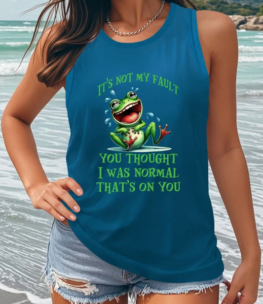 Tank Top Featuring a Frog Print, Designed for Plus Sizes, with a Crew Neck And Sleeveless Style,
