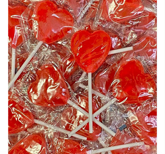 30 Heart Shaped Lollipops Cherry Flavoured Sweet Candy Lollies,