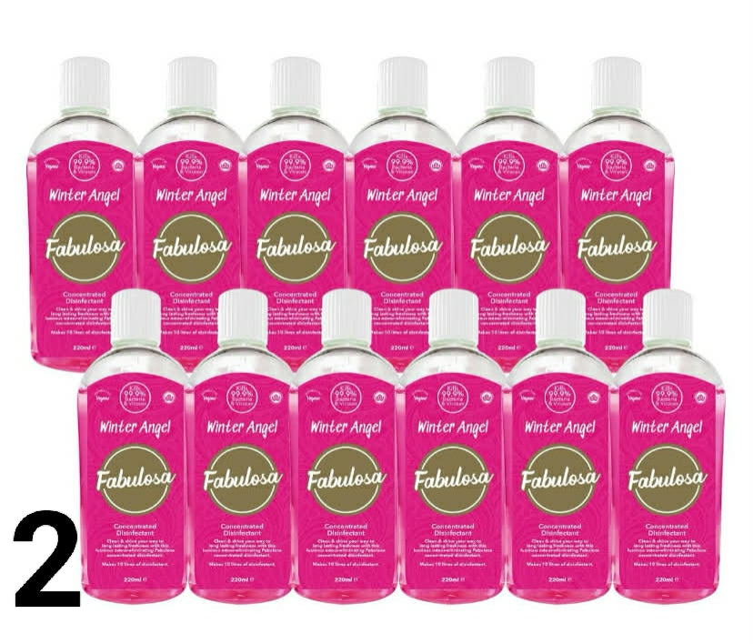 Fabulosa 4 in 1 Concentrated Antibacterial Disinfectant All Purpose Cleaner, 220ml, 12 Pack, Winter Angel