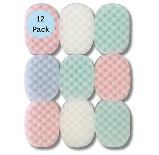 12 x Exfoliating Bath Sponge for Adults and Kids – Massage Sponges for Men and Women, Perfect for Body Scrubbing in The Shower