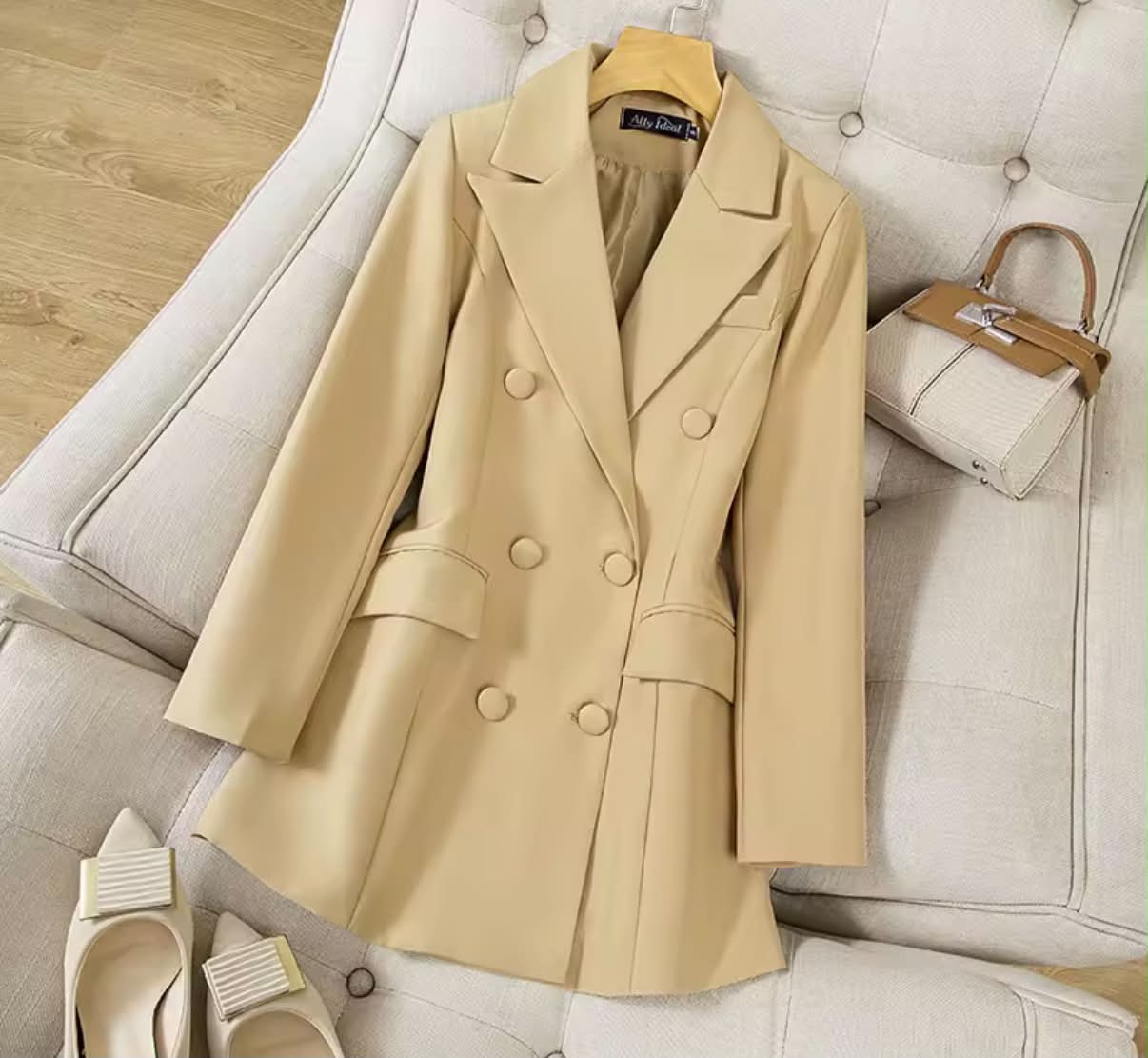 New Women's Double-Breasted Pure Color Commute Suit Jacket