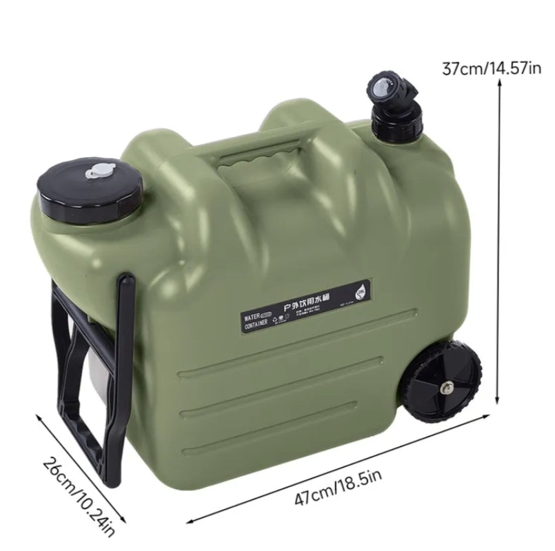 28 L Large Capacity Water Storage Container Water Jug with Tap Portable Pull-Handle Wheeled Car Water Tank Suitable for Outdoor Camping and Travel